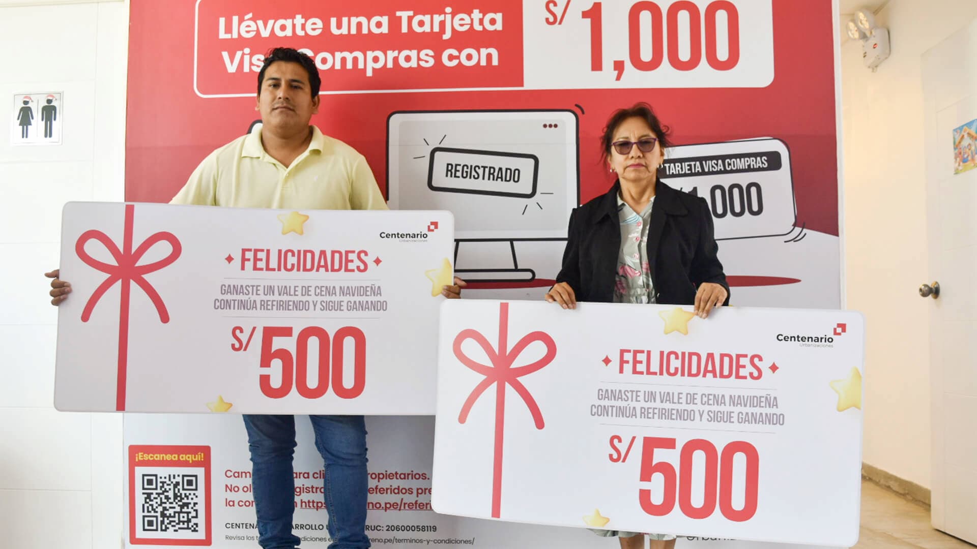 Refiere y Gana: Centenario premió con una Cena Navideña a los ganadores del sorteo del programa referidos.